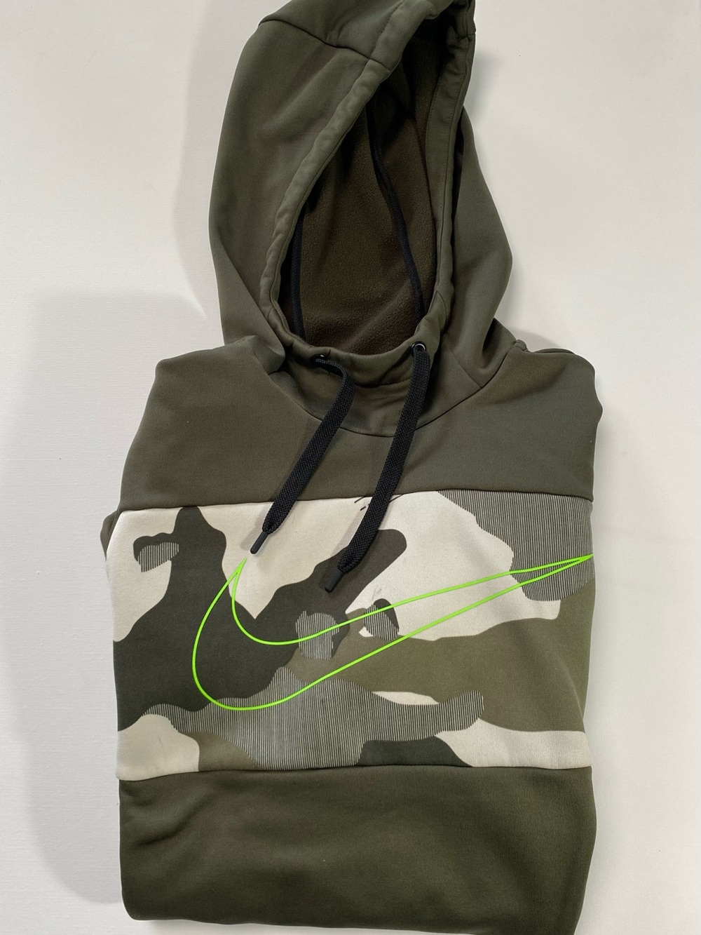 Nike Dri-FIT Camo Training Hoodie Olive Green - Men’s Small